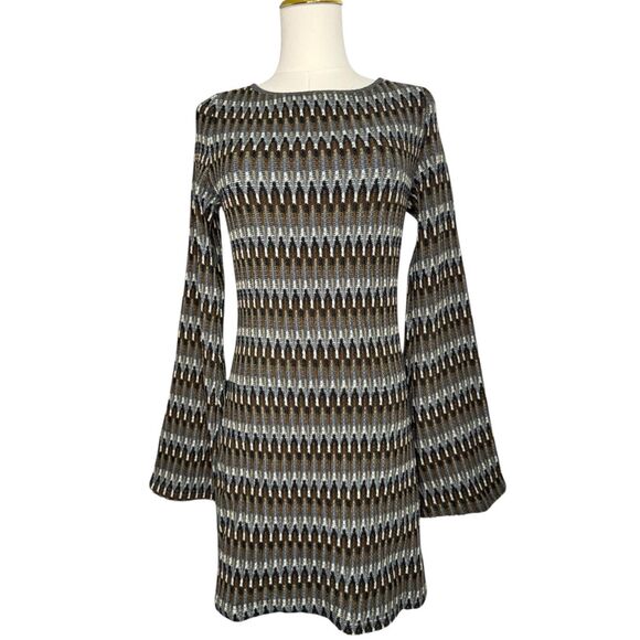 12th Tribe Women’s Medium Long Sleeve Sweater Dress Geometric Print NEW - Picture 1 of 7